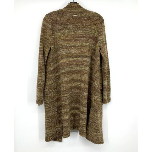 Prana Cardigan Sabina Duster Brown Khaki Marbled Wool Blend Open - Picture 8 of 12